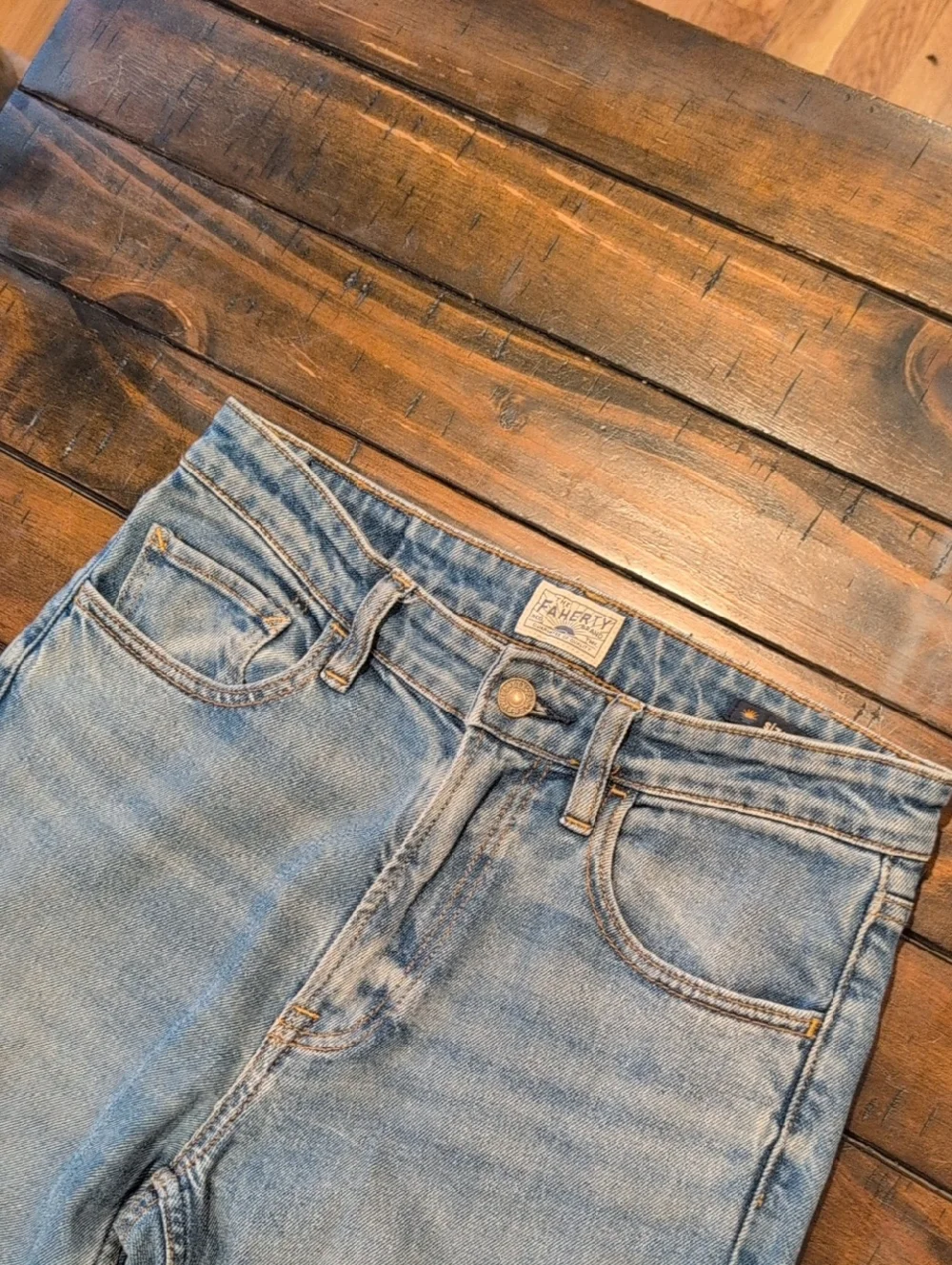 Faherty Slim Straight Leg Jeans Organic Cotton Feel Good Denim
